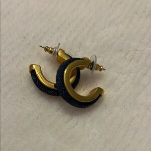 Joan Rivers Gold and Blue Earrings Classic Hoop Design